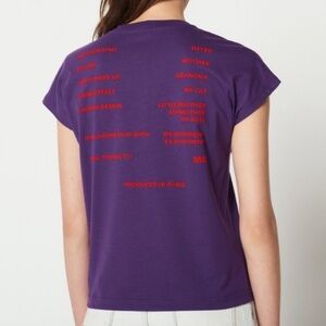 Sandro Paris Womens Romance Thanks T-Shirt Top Purple Graphic Tee